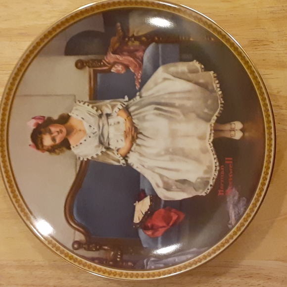Knowles..Norman Rockwell's  "Waiting at the Dance" Ltd Ed Plate 1544K Certified - Picture 1 of 11